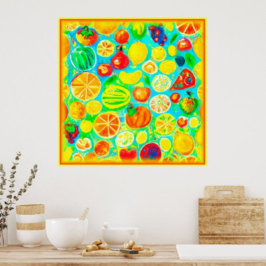 Poster Motif aux fruits colorés. Commandez dès maintenant (Cuisine)