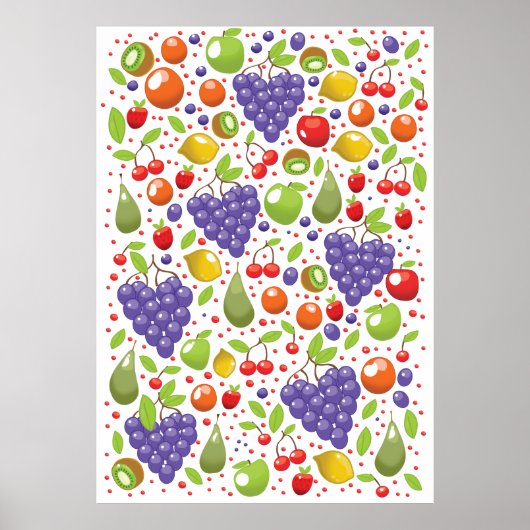 Poster Motif aux fruits mignons (Devant)