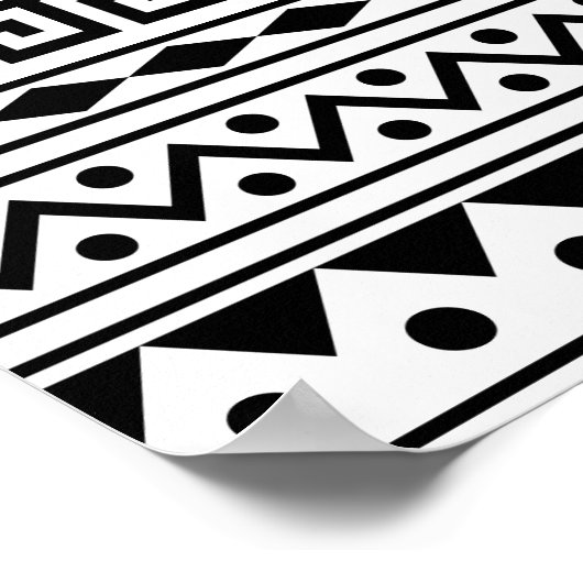 Poster motif Aztec en noir et blanc (Coin)