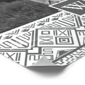 Poster Motif Aztèque gris | Photo avec Monogramme (Coin)