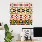 Poster Motif Aztèque Tribal Coloré Boho géométrique (Bureau à domicile)