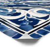 Poster Motif blanc bleu tourbillon 02 (Coin)