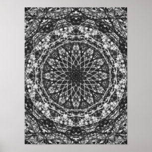 Poster motif blanc noir de kaléidoscope
