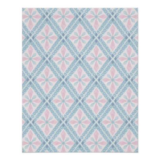 Poster motif bleu en forme de diamant (Devant)