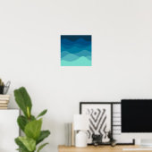 Poster Motif bleu ondulé esthétique (Bureau à domicile)