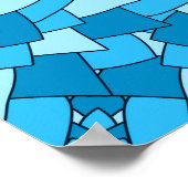 Poster Motif bleu turquoise à fleurs géométriques sans so (Coin)