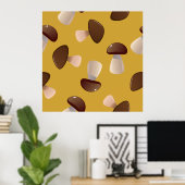 Poster Motif Brown de champignons sur moutarde jaune (Bureau à domicile)