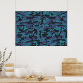 Poster Motif camo bleu (Cuisine)