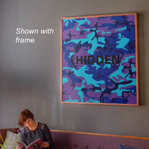 Poster Motif camouflage bleu foncé et violet avec citatio