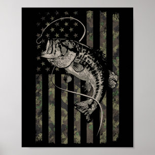 Poster Motif Camouflage de pêche Drapeau Américain B Pois