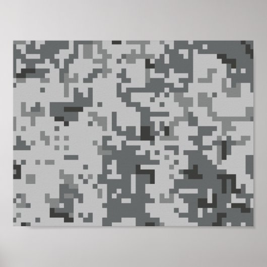 Poster Motif camouflage pixel gris urbain (Devant)