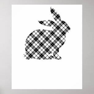 Poster motif carreaux de lapin, rétro, vintage