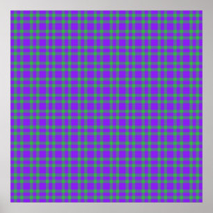 Poster Motif carreaux vert et violet