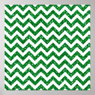 Poster Motif chevron paillettes vertes