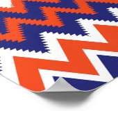 Poster Motif Chevron Tribal Bold Blue et Orange (Coin)