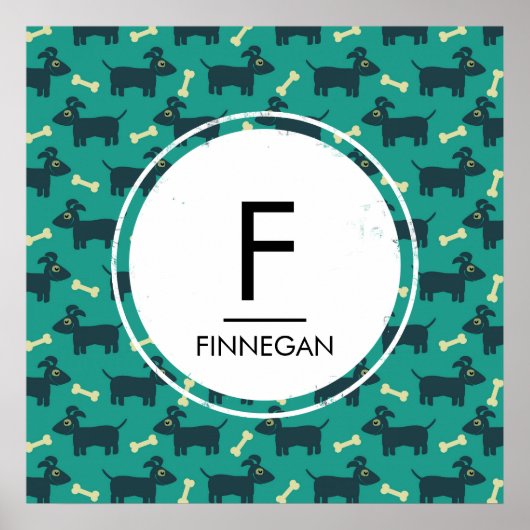 Poster Motif chien mignon avec oreilles disquettes et mon (Devant)