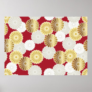 Poster Motif chrysanthème sans couture dans le tra japona
