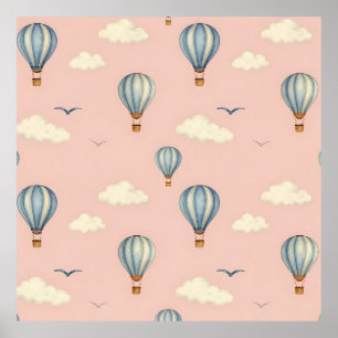 Poster Motif ciel en montgolfière rêveuse