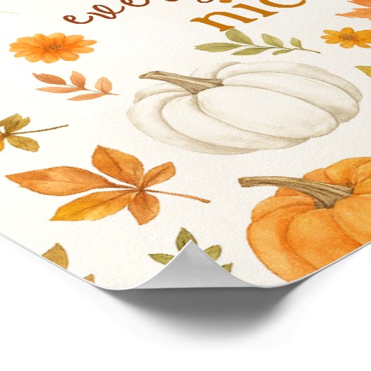 Poster Motif Citrouille mignon | Thanksgiving (Coin)