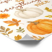 Poster Motif Citrouille mignon | Thanksgiving (Coin)