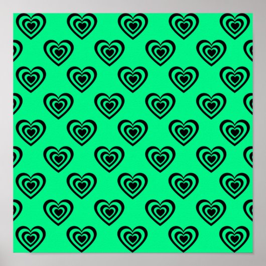 Poster Motif Coeur Hypnotique Retro Mint Green (Devant)