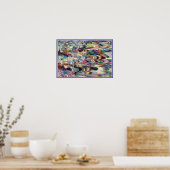 Poster Motif coloré Fractal Ebru (Cuisine)