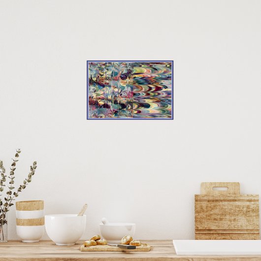 Poster Motif coloré Fractal Ebru (Cuisine)