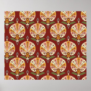 Poster Motif coloré Suzani sans couture. Multico vintage