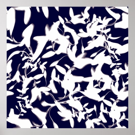 Poster Motif couleur marine et blanc réalisé avec plante (Devant)