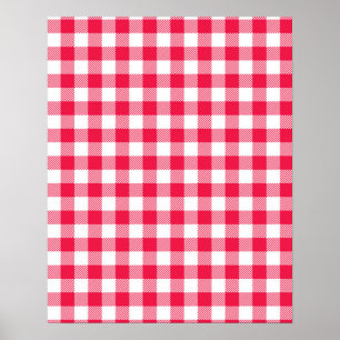 Poster Motif Country Gingham Rouge Classique