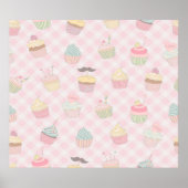 Poster Motif Cupcake Gingham Rose (Devant)