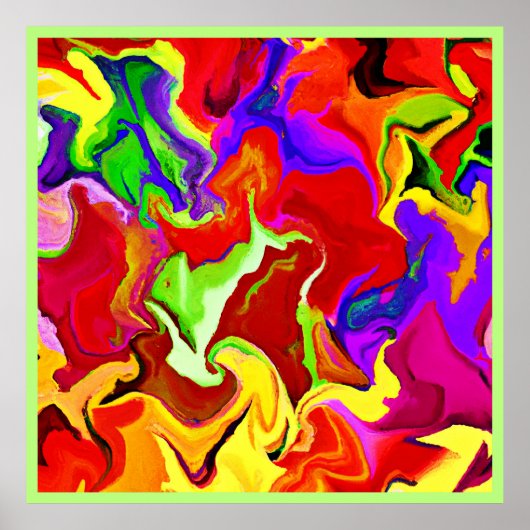 Poster Motif d'abstractions colorées (Devant)