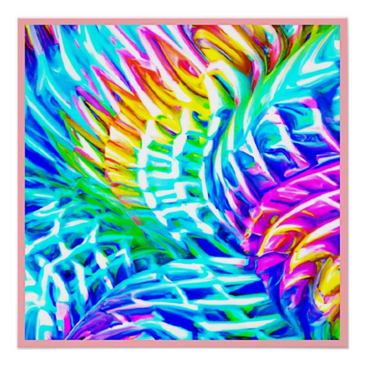 Poster Motif d'abstractions colorées (Devant)