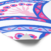 Poster motif damassé floral bleu (Coin)