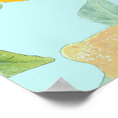 Poster Motif d'aquarelle avec citrons et feuilles. Seamel (Coin)