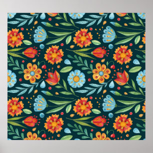 Poster Motif d'aquarelle illustrée à la main