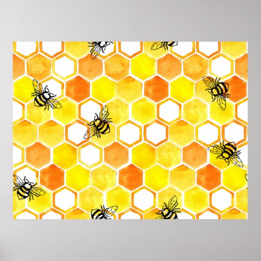 Poster Motif d'aquarelle transparente avec peignes de mie (Devant)