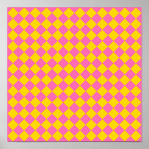 Poster Motif d'arlequins carrosserie rose-jaune