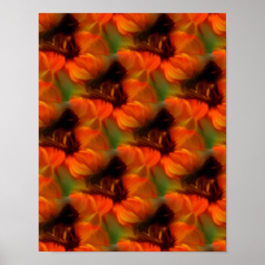Poster Motif D'Art Abstrait Orange Et Brown (Devant)