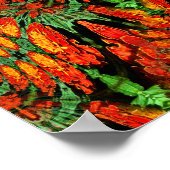 Poster Motif d'art Abstrait vert orange coloré (Coin)