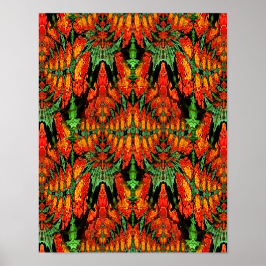 Poster Motif d'art Abstrait vert orange coloré (Devant)