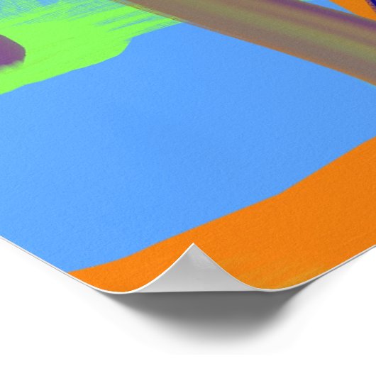 Poster Motif d'art Customisé couleur bleu vert orange (Coin)