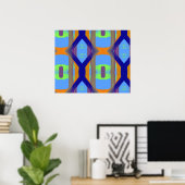 Poster Motif d'art Customisé couleur bleu vert orange (Bureau à domicile)