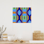 Poster Motif d'art Customisé couleur bleu vert orange (Cuisine)