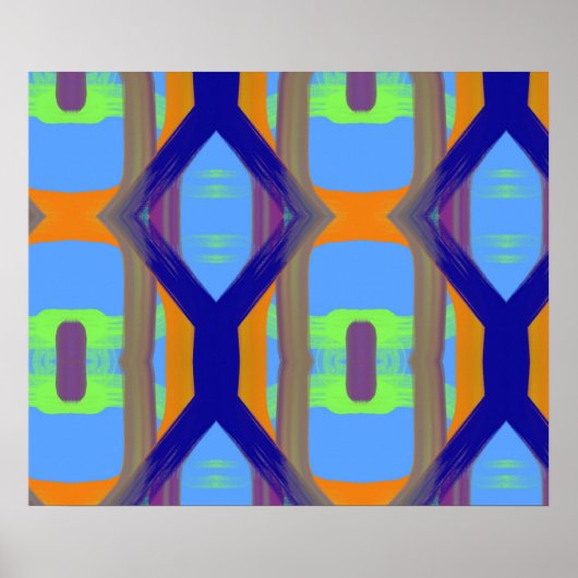 Poster Motif d'art Customisé couleur bleu vert orange (Devant)