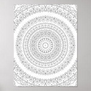 Poster Motif d'art de coloriage de vagues de cœur concent
