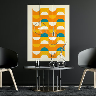 Poster Motif d'art en mosaïque ondulante de demi-cercles