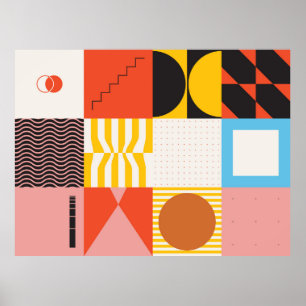 Poster Motif d'art néo-moderniste réalisé avec abstrait v