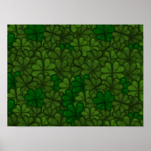 Poster Motif d'art numérique Champ de Trèfles Saint-Patri