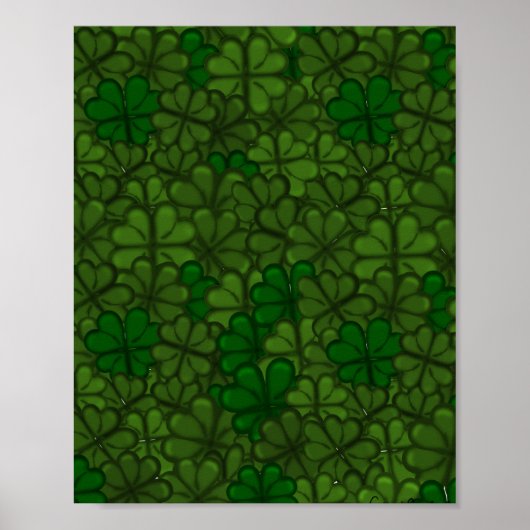 Poster Motif d'art numérique Champ de Trèfles St Patrick (Devant)